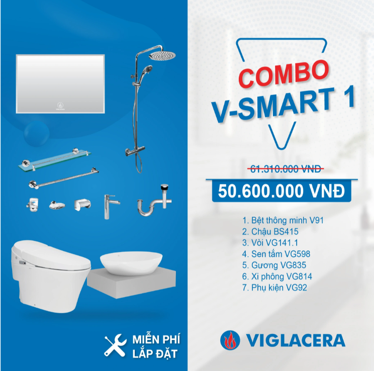 Combo nhà tắm thông minh Viglacera V-SMART 1