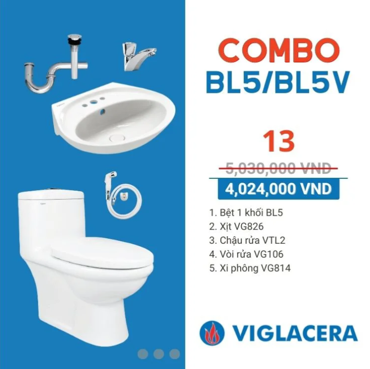 Combo Viglacera 13 BL5 (BL5V)