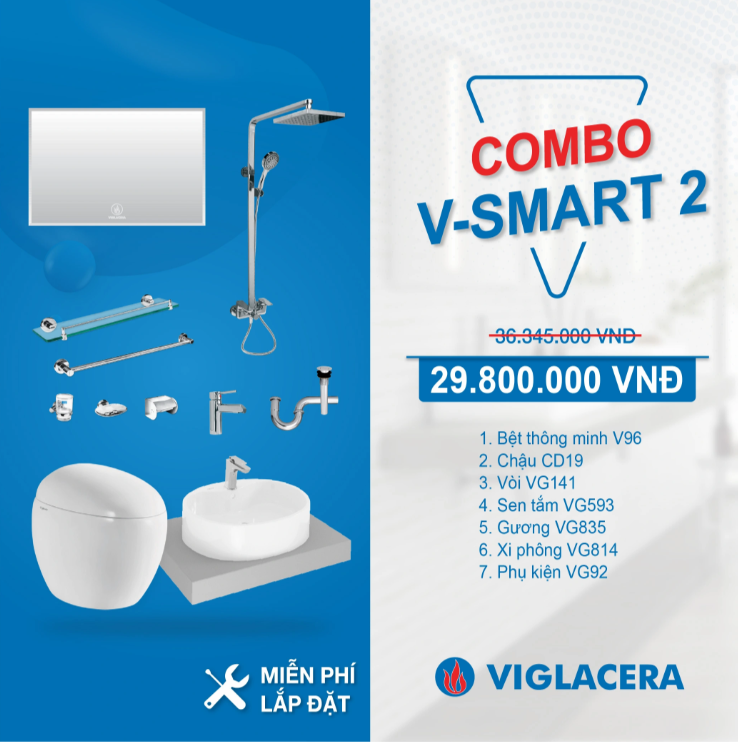 Combo nhà tắm thông minh Viglacera V-SMART 2